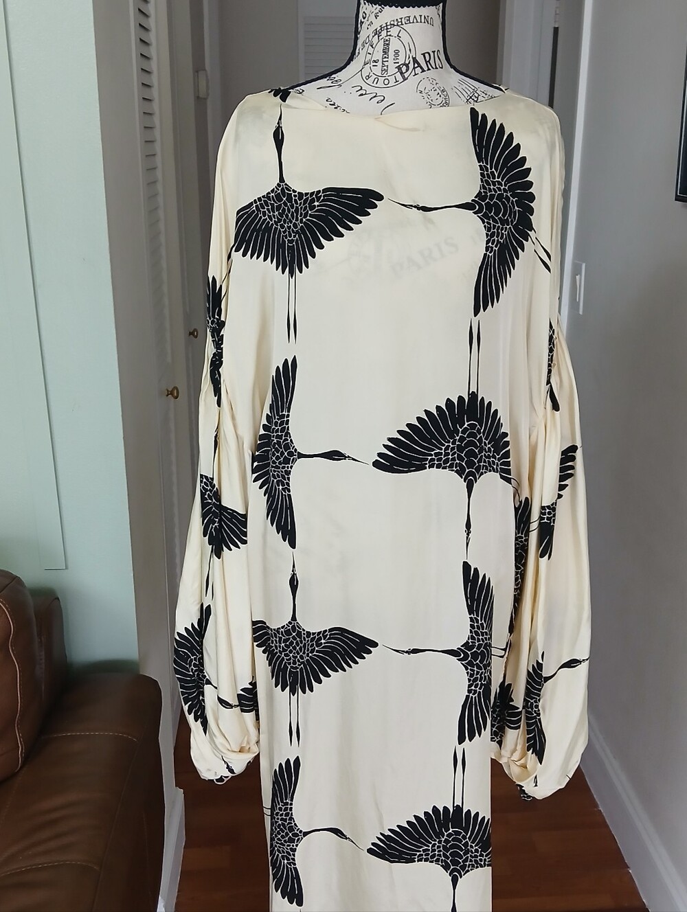 KHAITE Zelma Black & Cream Crane Print Dress - Picture 7 of 16